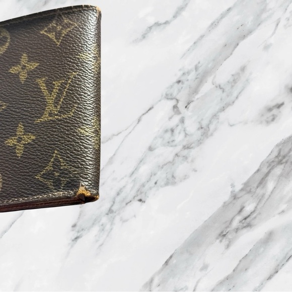 Louis Vuitton Monogram Mens Bifold Wallet with Coin Pocket Brown 90s - Picture 4 of 13